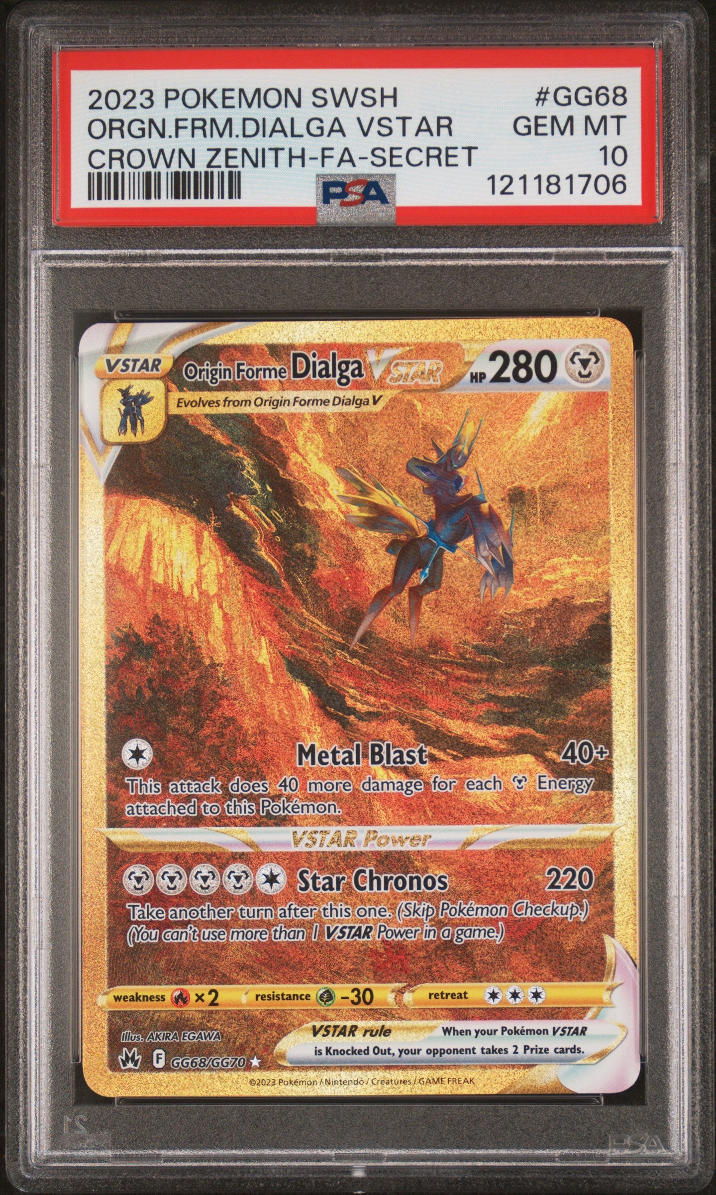 Origin Forme Dialga Vstar #GG68 PSA 10