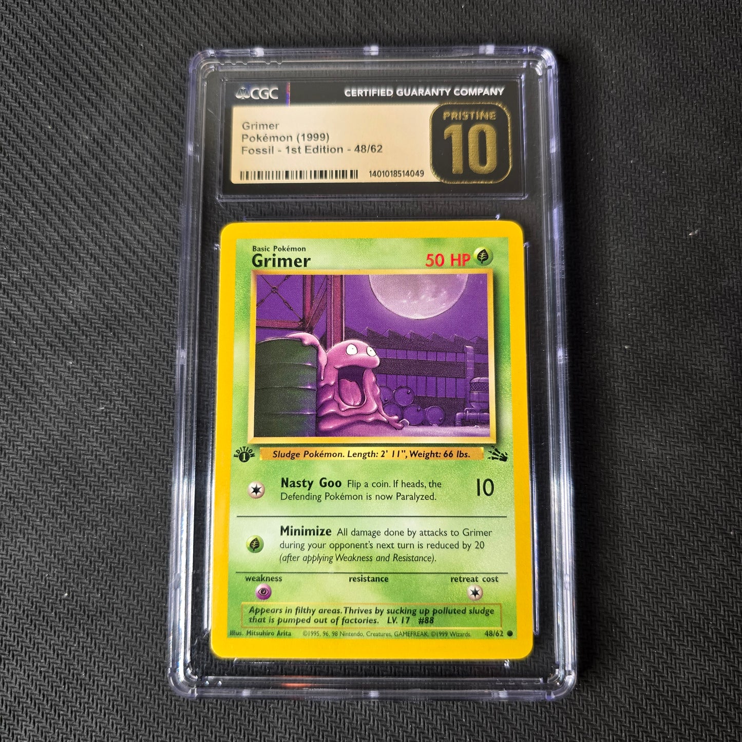 CGC PRISTINE 10 Grimer [1st Edition] #48 Pokemon Fossil
