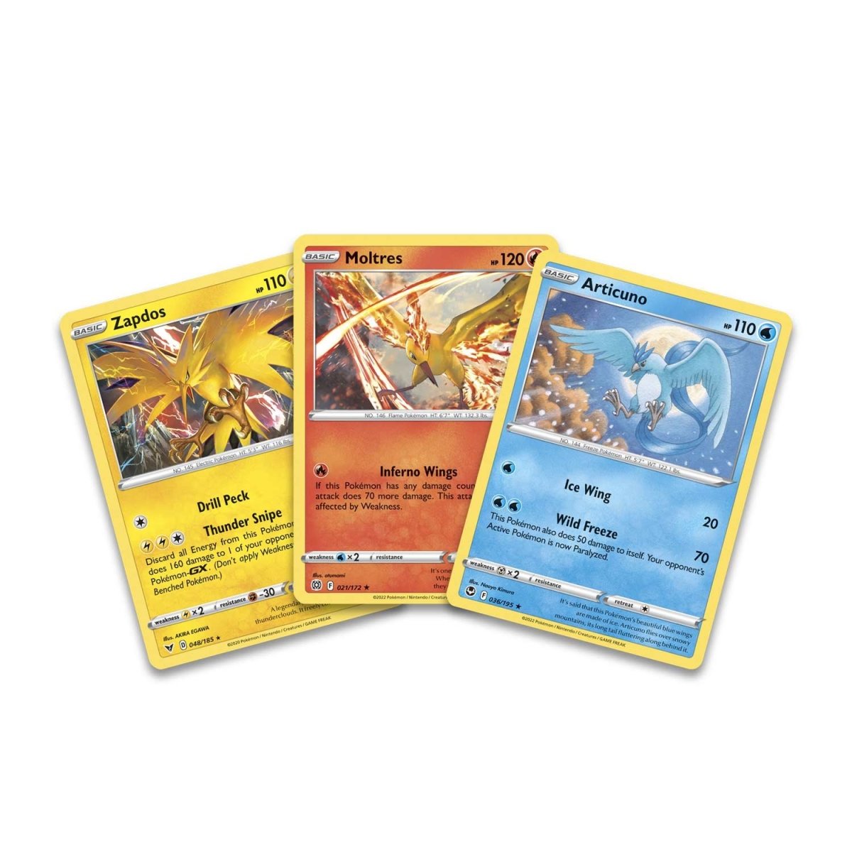 Articuno, Zapdos & Moltres Cards with 2 Booster Packs & Coin